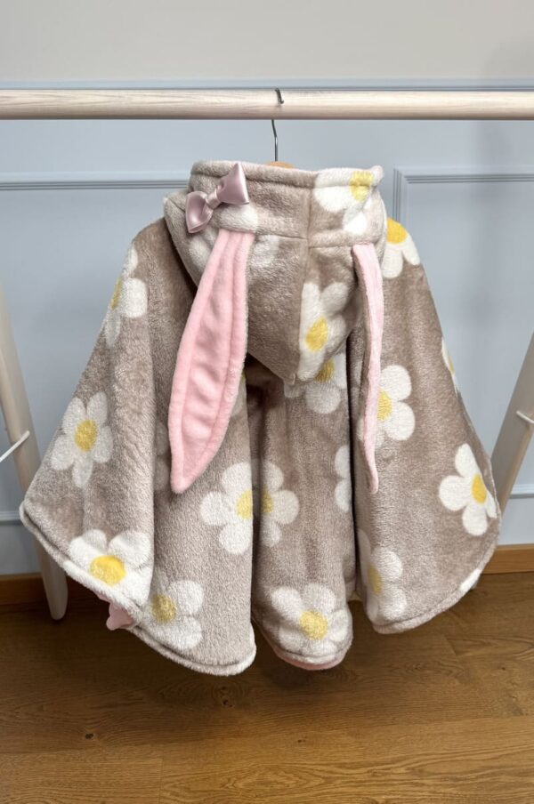 Lilleline beež autosõidu poncho jänesekõrvade ja lipsuga, lapsele vanusega 1-3 aastat