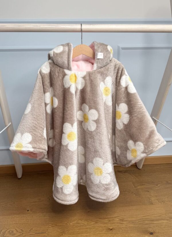 Lilleline beež autosõidu poncho jänesekõrvade ja lipsuga, lapsele vanusega 1-3 aastat